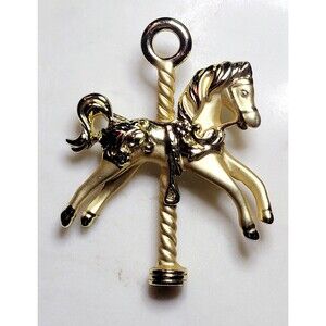 Carousel Horse Brooch Goldtone Approx 2.25 In H X 1.75 In W Signed AJC